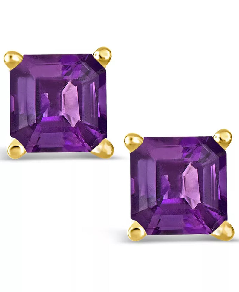 Souverel – Elegante Oorknopjes met Asscher Geslepen Amethist