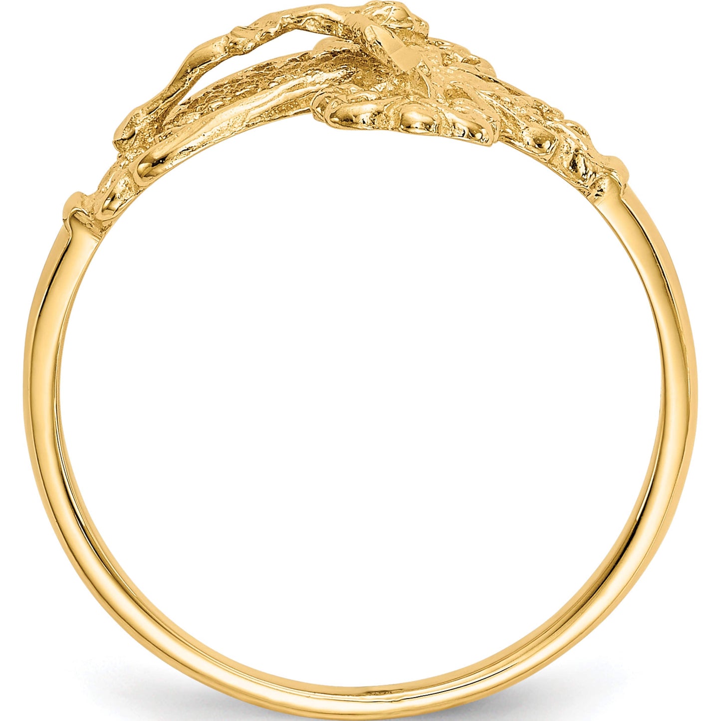 Souverel Crucifix Ring in 14K Geelgoud met Diamantslijping