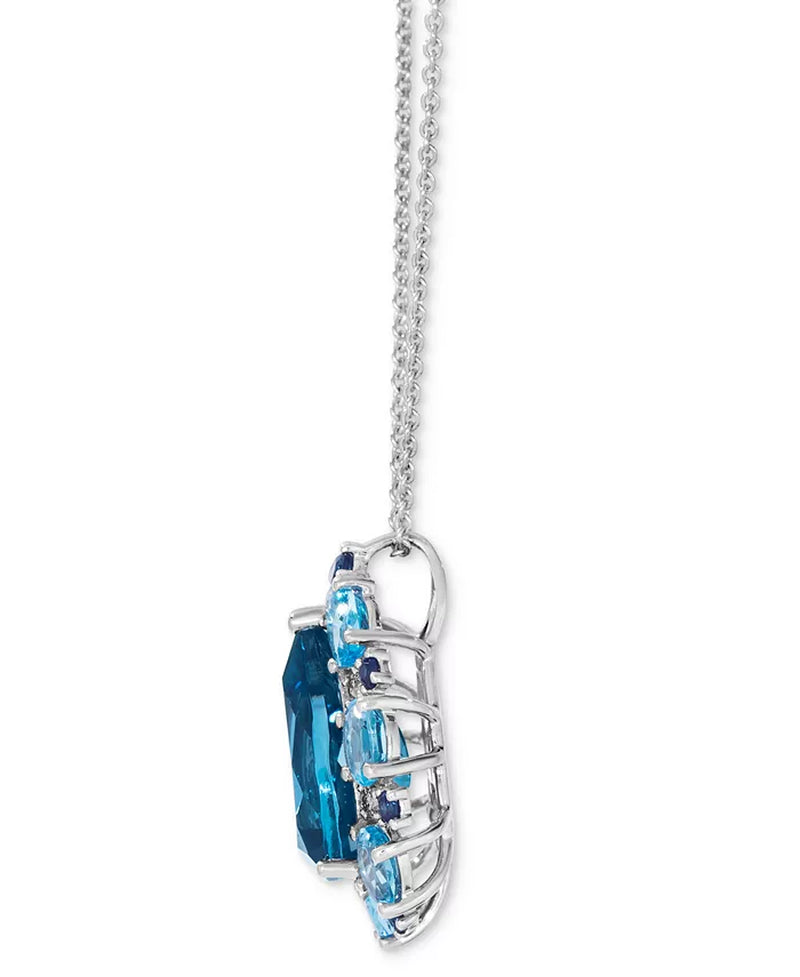Souverel – 14k Witgouden Ring met Blauw Topaas, Saffier en Diamantaccenten