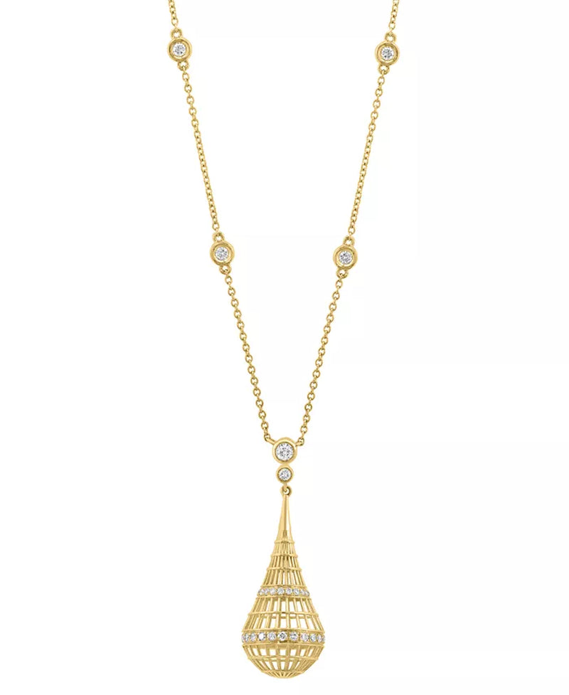 Souverel – 14k Gouden Hanger Ketting met Sprankelende Diamanten