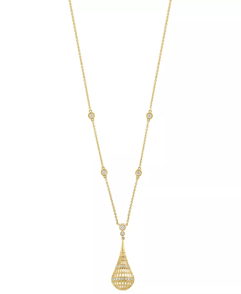 Souverel – 14k Gouden Hanger Ketting met Sprankelende Diamanten