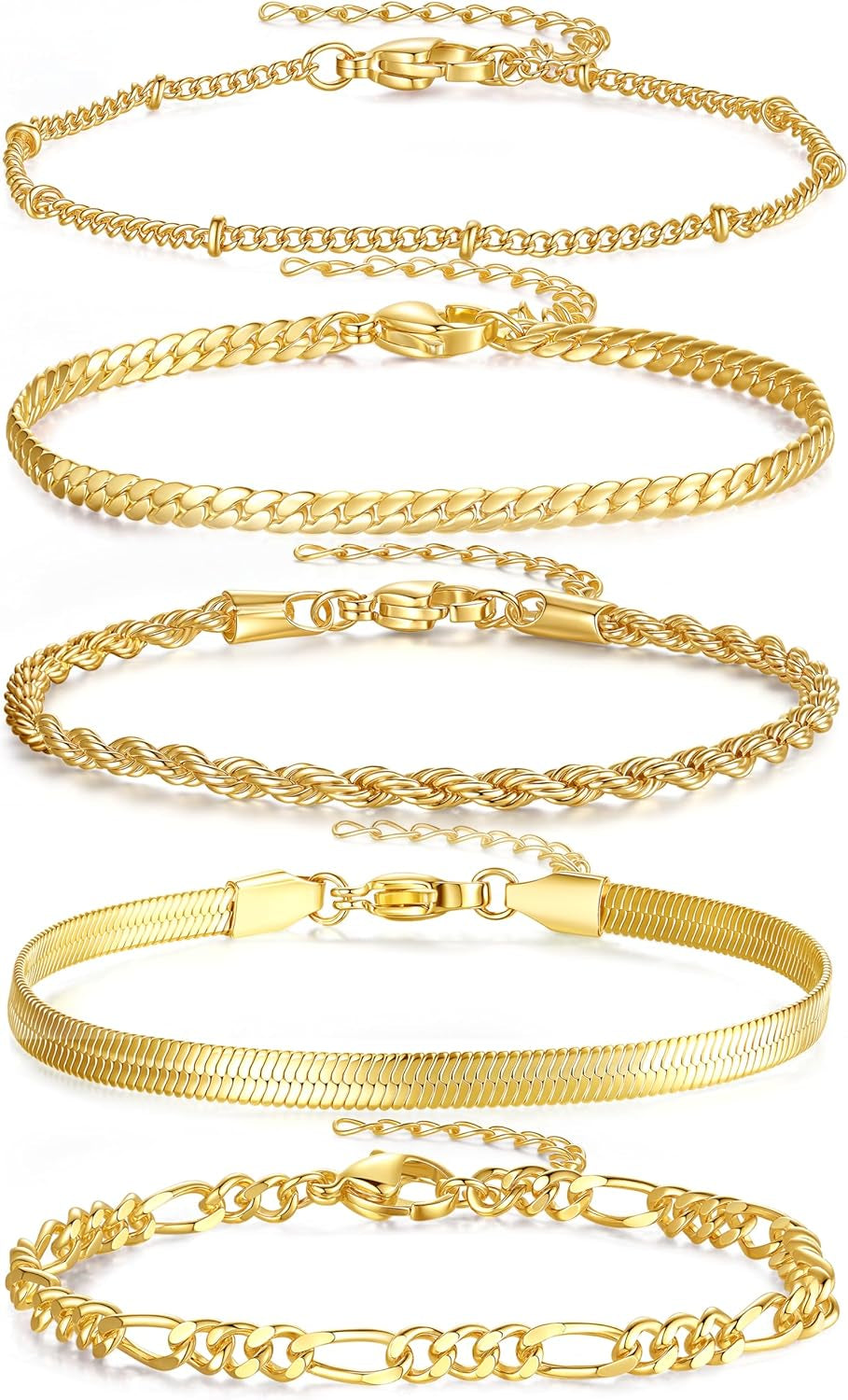 Souverel 5-Delige Stackable Armband Set – 14K Verguld,