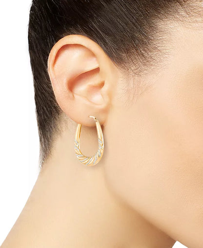 Souverel 14k Geel- en Witgouden Hoop Oorbellen
