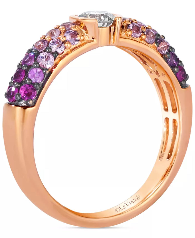 Souverel - Ombre Ring met Nude Diamond en Roze Saffieren