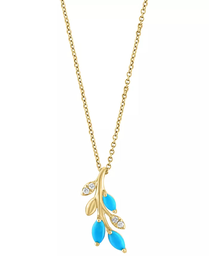 Souverel – 14k Geelgouden Hanger met Turkoois en Diamantaccent
