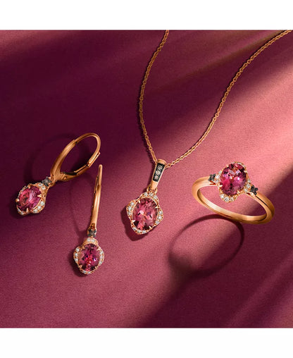 Souverel – 14k Roségouden Hangerketting met Toermalijn en Diamantaccenten
