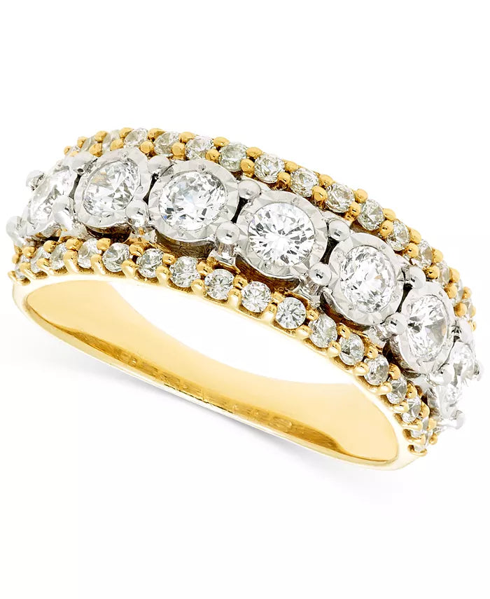 Souverel Drie Rijige Diamanten Ring