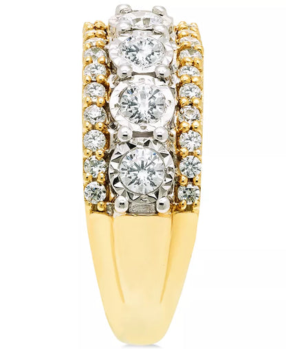 Souverel Drie Rijige Diamanten Ring