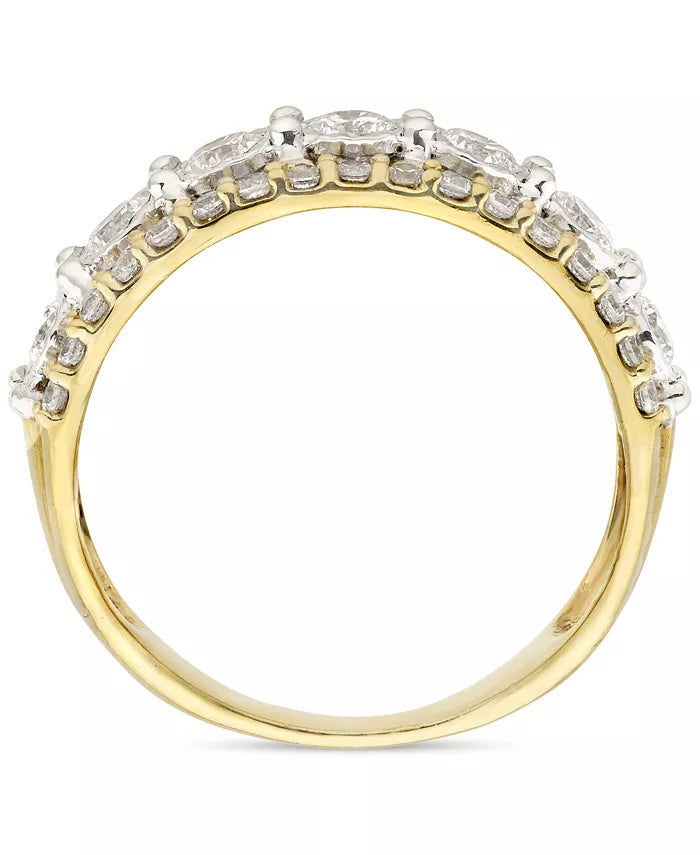 Souverel Drie Rijige Diamanten Ring