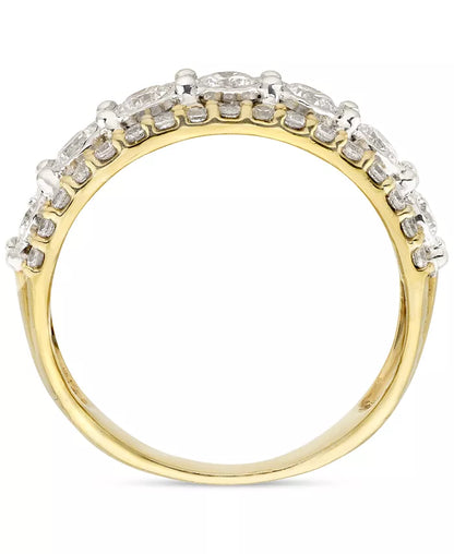 Souverel Drie Rijige Diamanten Ring