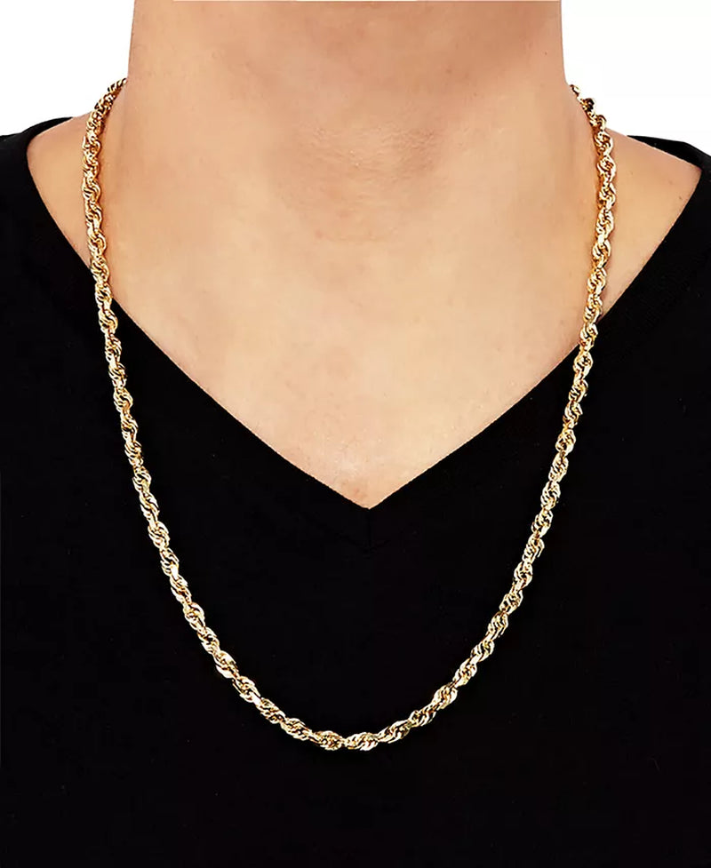 Souverel Heren Glitter Rope Ketting – 24" (4,5 mm) in 14K Goud