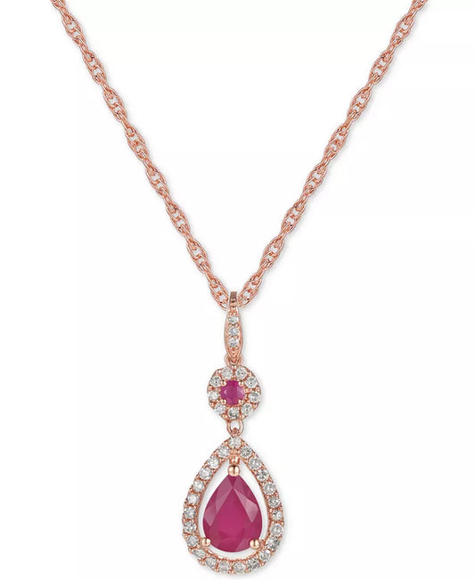 Souverel – 14k Roségouden Hanger met Robijn, Tanzaniet en Diamanten