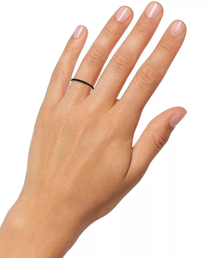 Souverel 14k Geelgouden Ring met Zwarte Diamanten