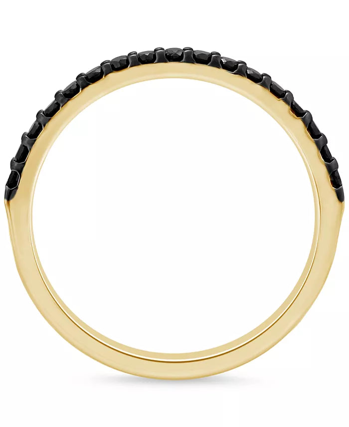 Souverel 14k Geelgouden Ring met Zwarte Diamanten
