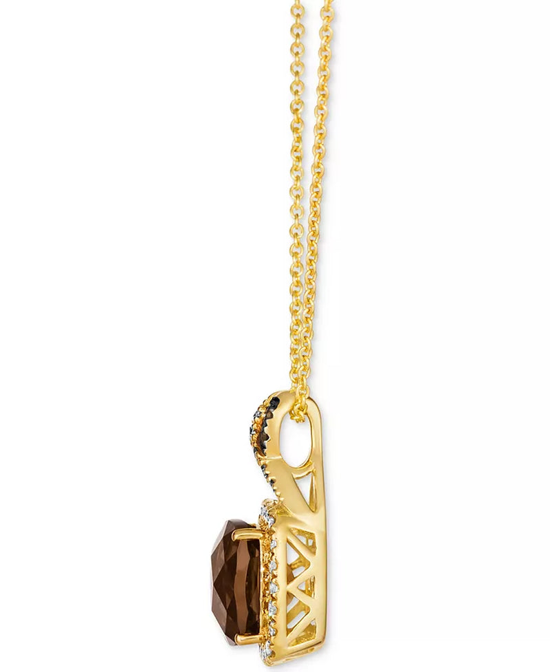 Souverel – 14k Geelgouden Hanger met Rookkwarts en Diamanten 