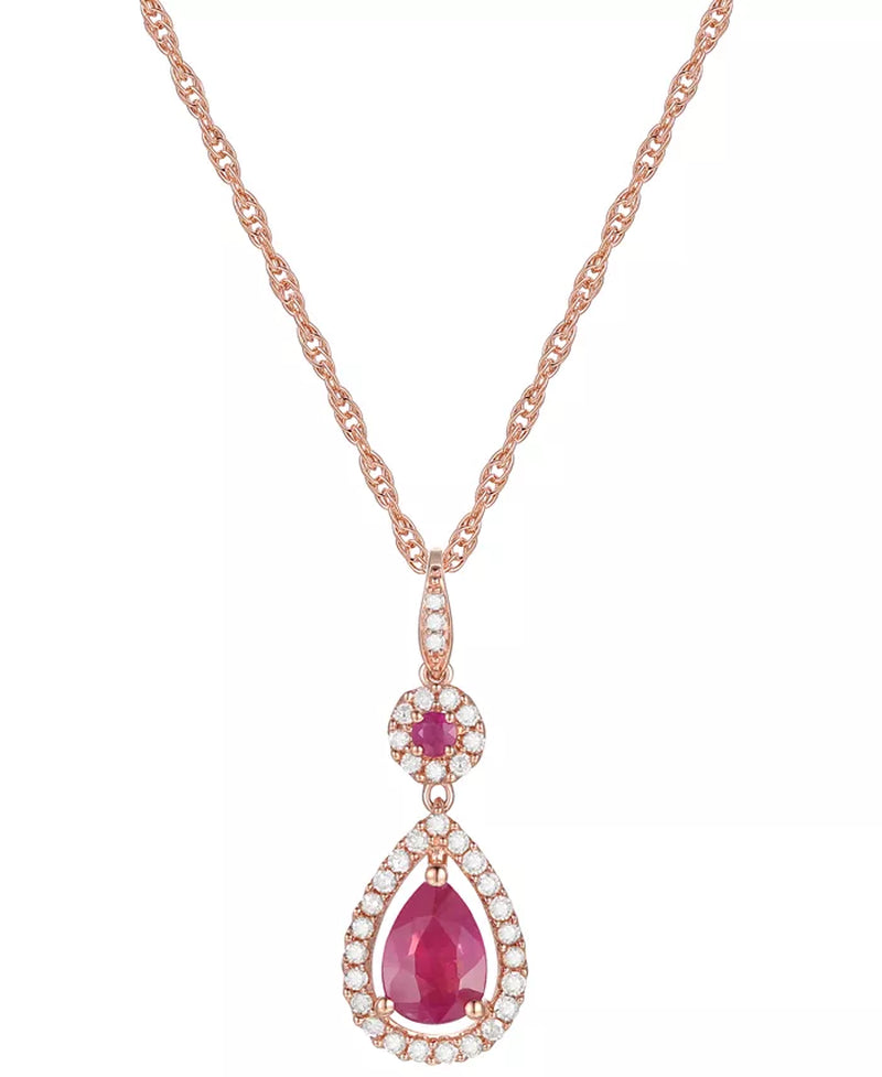 Souverel – 14k Roségouden Hanger met Robijn, Tanzaniet en Diamanten
