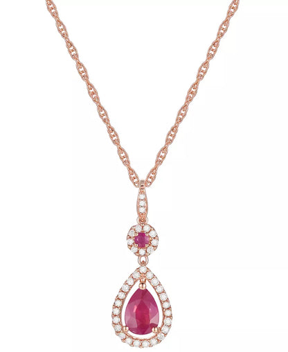 Souverel – 14k Roségouden Hanger met Robijn, Tanzaniet en Diamanten