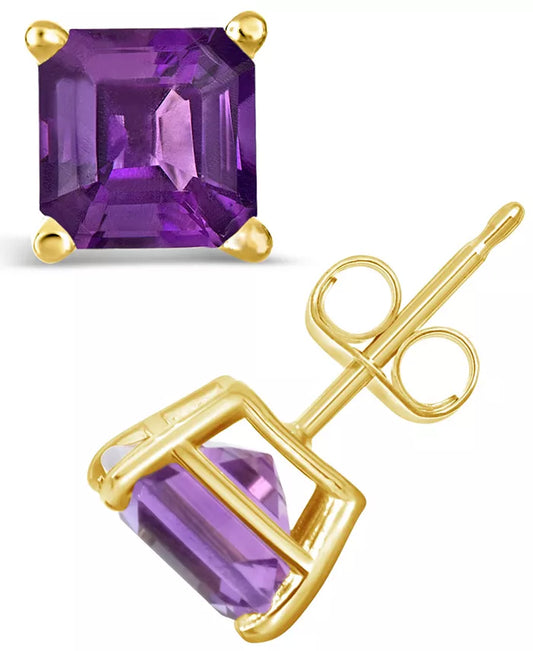 Souverel – Elegante Oorknopjes met Asscher Geslepen Amethist