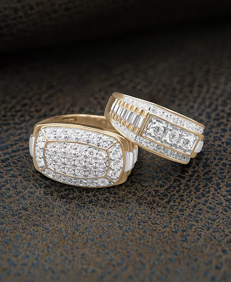 Souverel Two-Tone Herenring met 2 Karaat Diamanten Cluster in 10K Goud