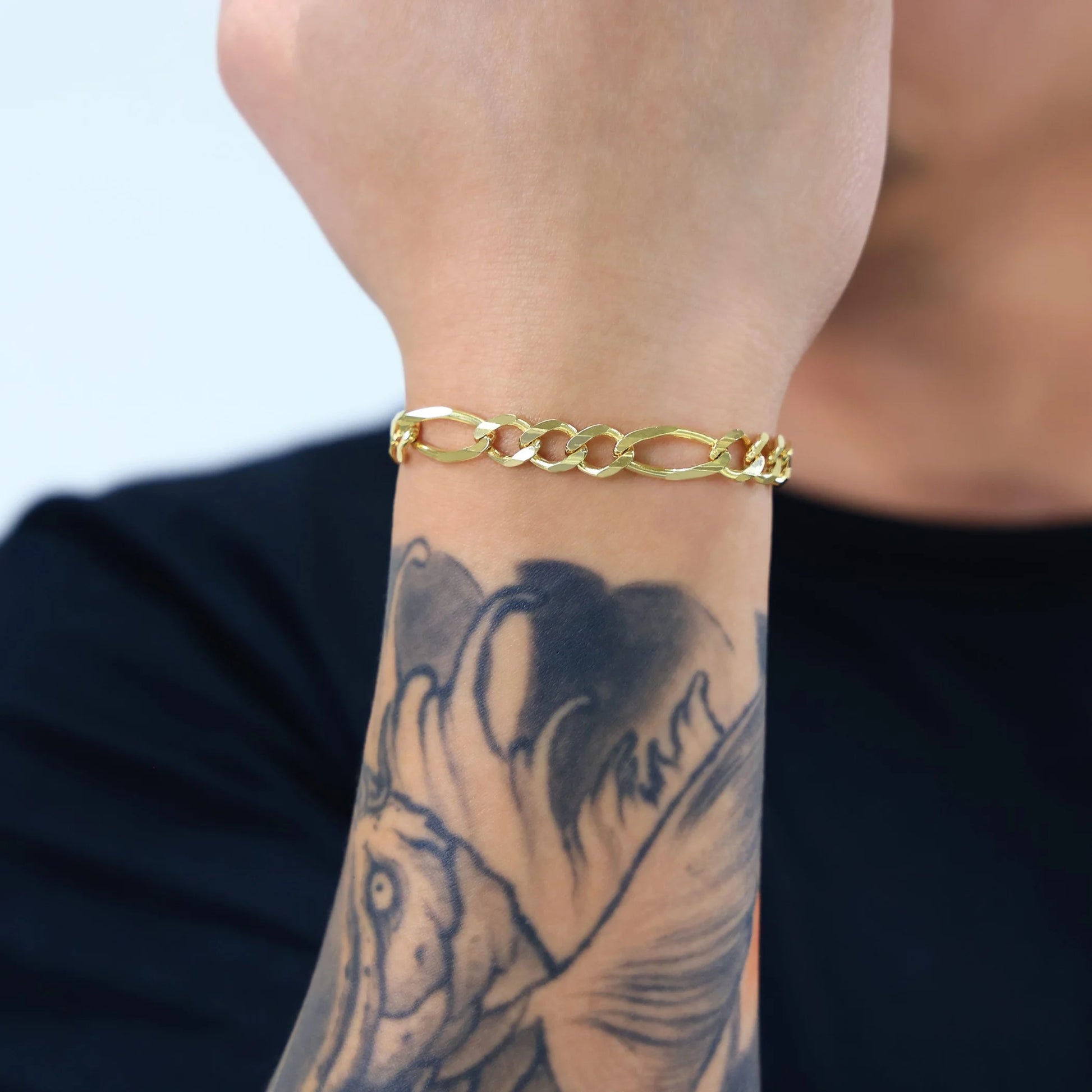 Souverel – Italiaanse Herenarmband van Massieve Figaro Schakel in Echt 14K Geelgoud