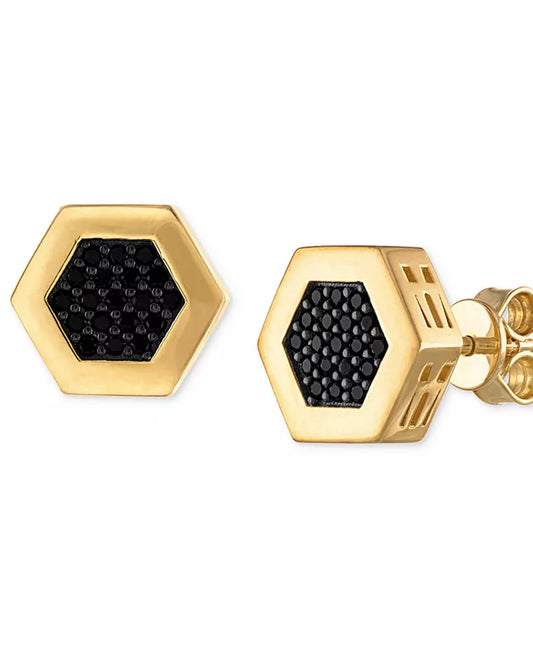 Souverel Hexagonale Zwarte Diamant Oorstekers 