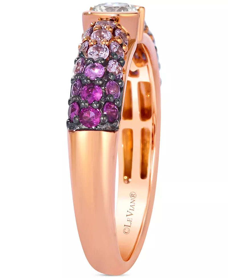 Souverel - Ombre Ring met Nude Diamond en Roze Saffieren