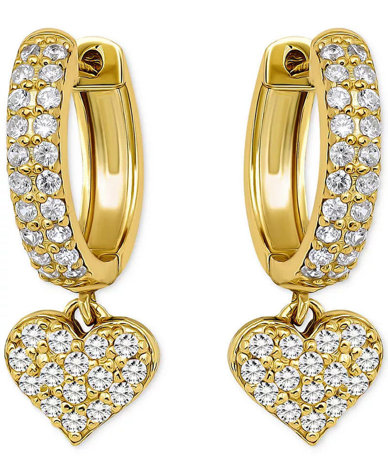 Souverel Heart Charm Hoop Oorbellen – Cubic Zirconia