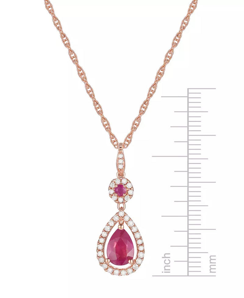 Souverel – 14k Roségouden Hanger met Robijn, Tanzaniet en Diamanten