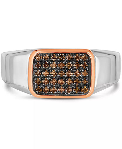 Souverel - Klassieke Herenring met Twee-Tonige Chocolade Diamanten