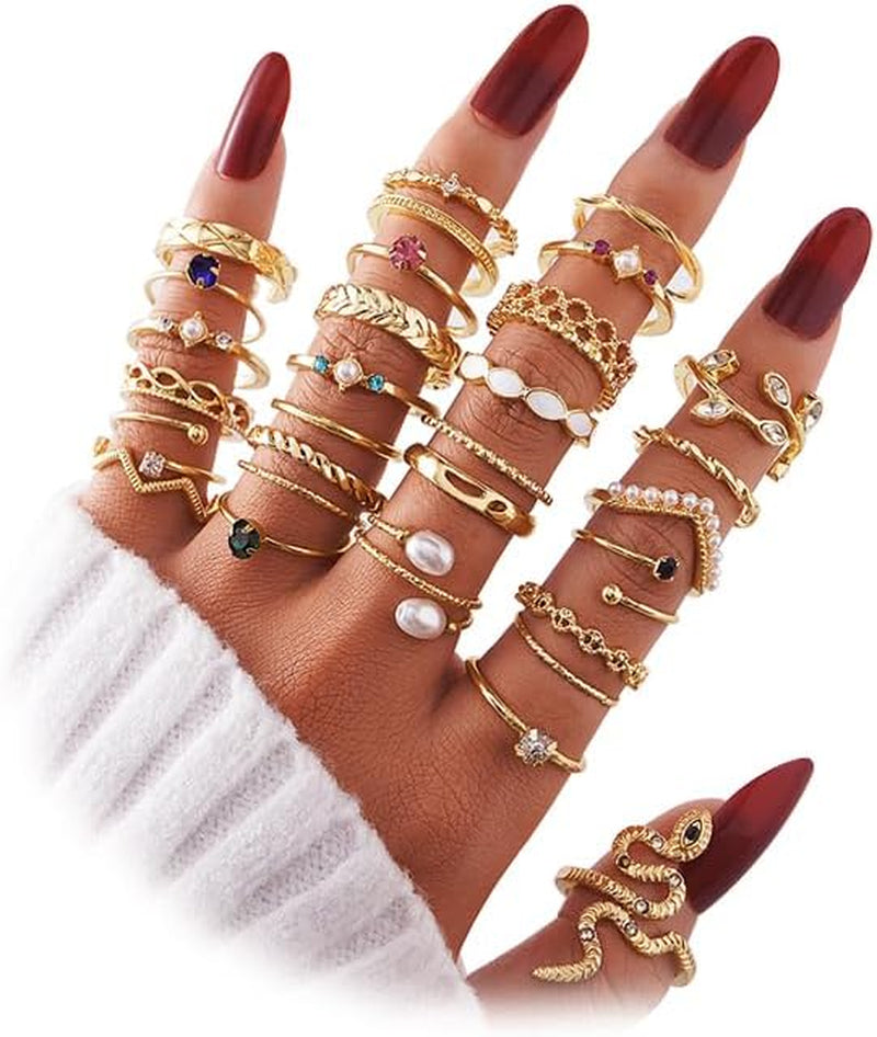 Souverel 30-Delige Golden Ringenset – Hypoallergeen, Elegant & Perfect voor Stacking