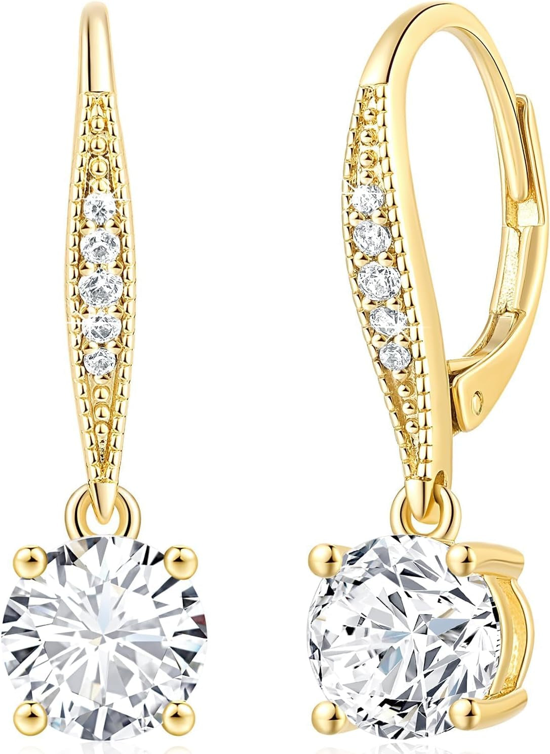 Souverel 14K Goud Dangle Oorbellen met Zirconia – Stijlvol, Elegant en Tijdloos