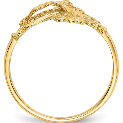 Souverel Crucifix Ring in 14K Geelgoud met Diamantslijping