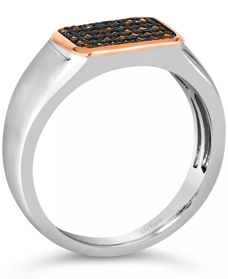 Souverel - Klassieke Herenring met Twee-Tonige Chocolade Diamanten