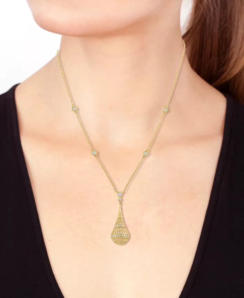 Souverel – 14k Gouden Hanger Ketting met Sprankelende Diamanten