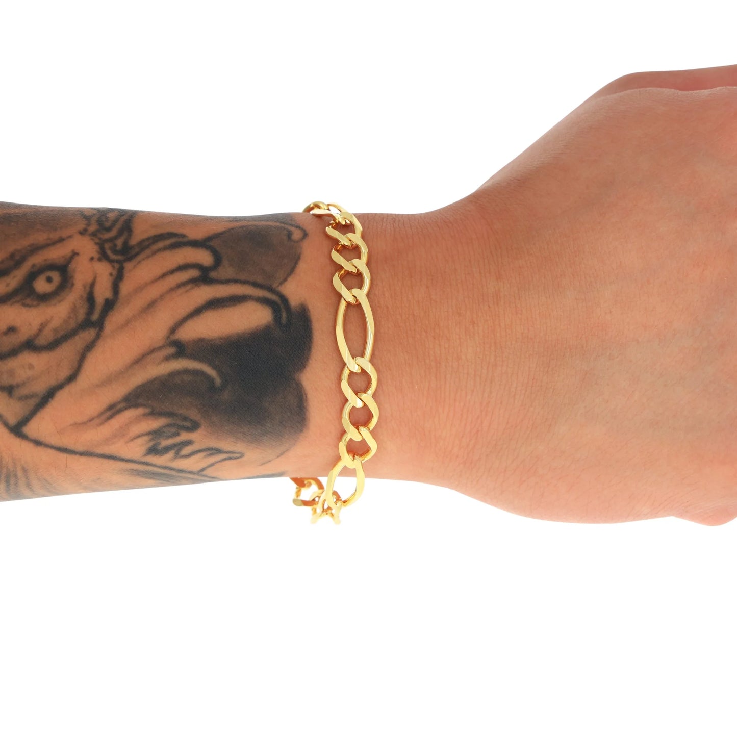 Souverel – Italiaanse Herenarmband van Massieve Figaro Schakel in Echt 14K Geelgoud