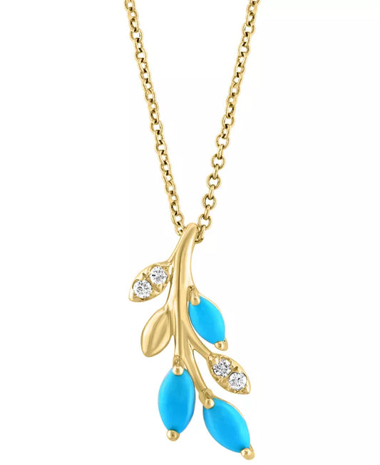 Souverel – 14k Geelgouden Hanger met Turkoois en Diamantaccent