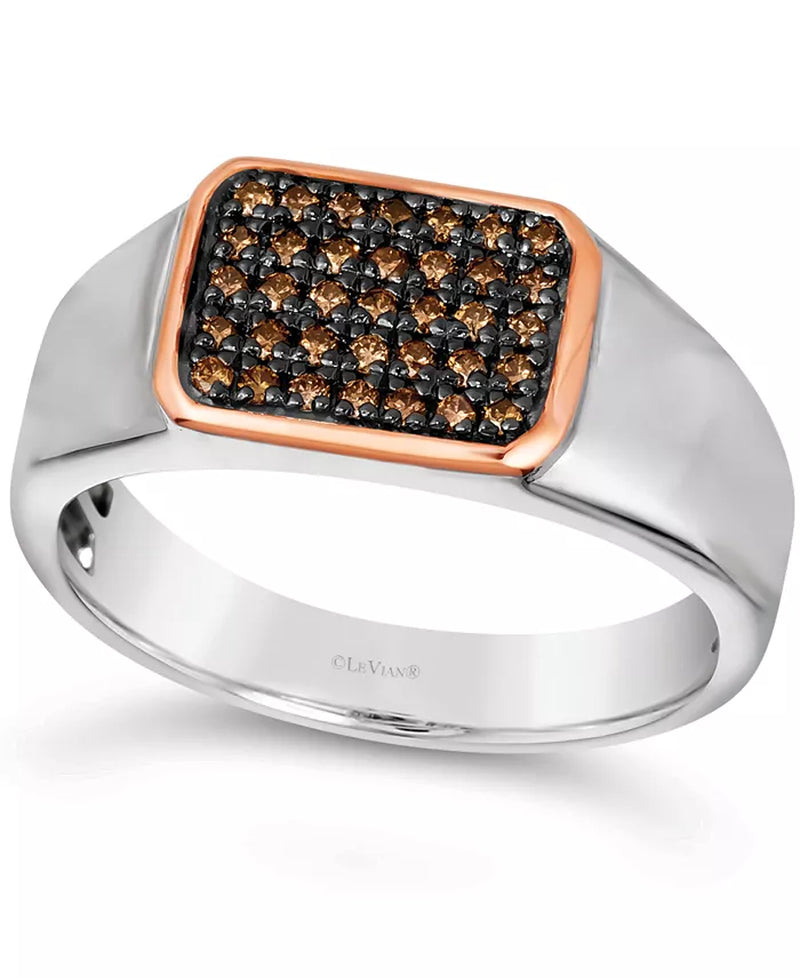 Souverel - Klassieke Herenring met Twee-Tonige Chocolade Diamanten