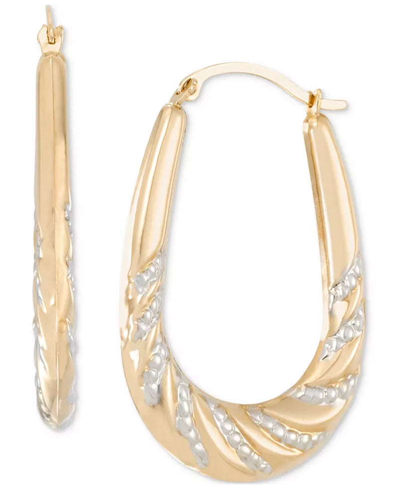 Souverel 14k Geel- en Witgouden Hoop Oorbellen