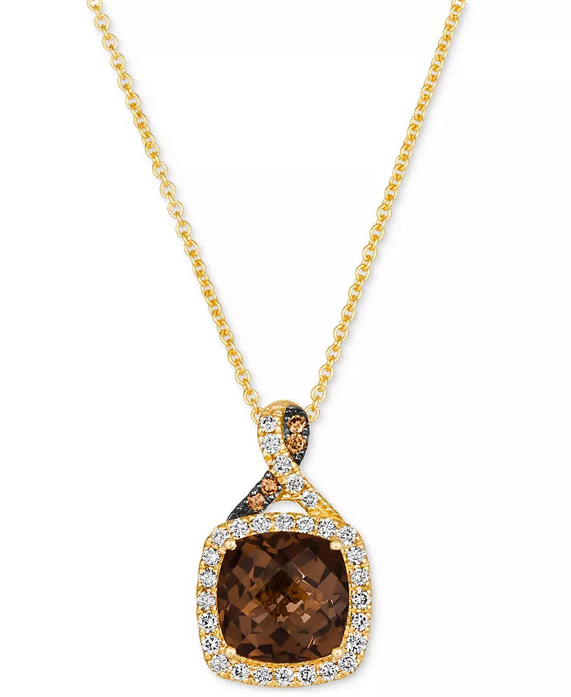 Souverel – 14k Geelgouden Hanger met Rookkwarts en Diamanten 