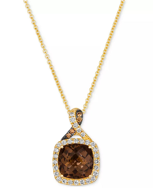 Souverel – 14k Geelgouden Hanger met Rookkwarts en Diamanten 