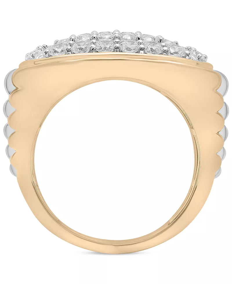 Souverel Two-Tone Herenring met 2 Karaat Diamanten Cluster in 10K Goud