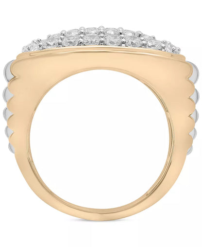 Souverel Two-Tone Herenring met 2 Karaat Diamanten Cluster in 10K Goud
