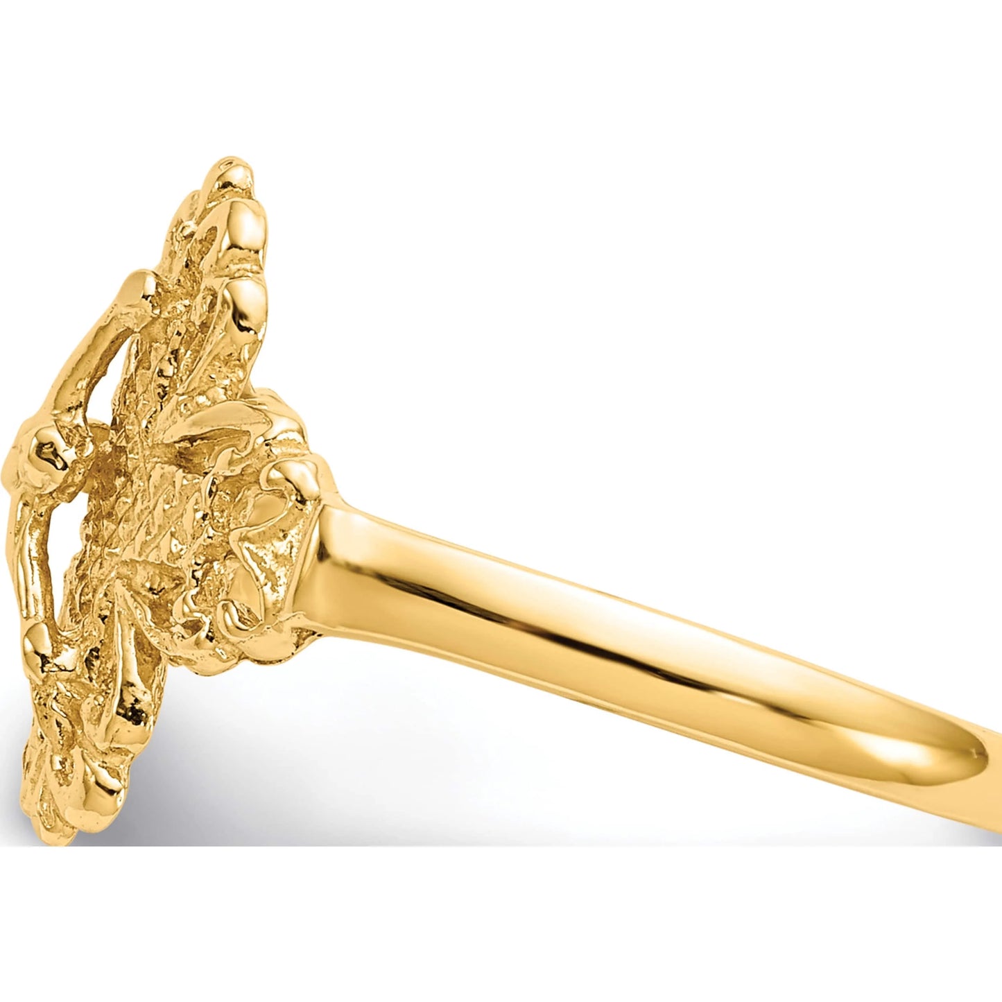 Souverel Crucifix Ring in 14K Geelgoud met Diamantslijping