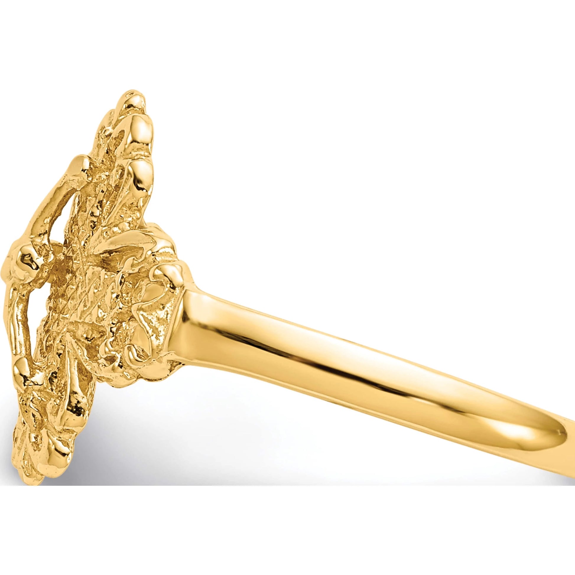 Souverel Crucifix Ring in 14K Geelgoud met Diamantslijping