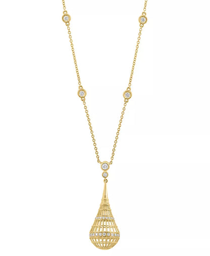 Souverel – 14k Gouden Hanger Ketting met Sprankelende Diamanten