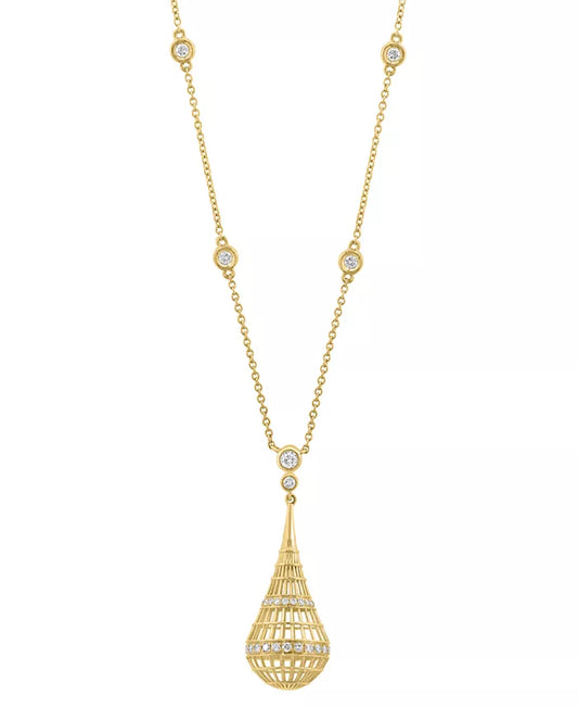Souverel – 14k Gouden Hanger Ketting met Sprankelende Diamanten