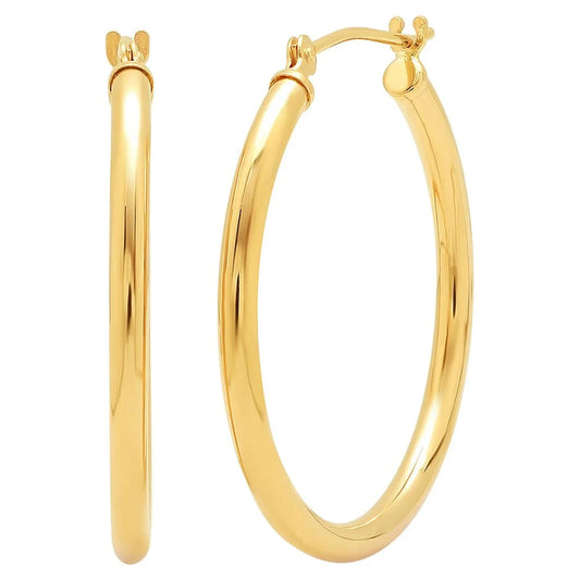 Souverel – 14K Echt Geelgouden Ronde Classic Hoepeloorbellen