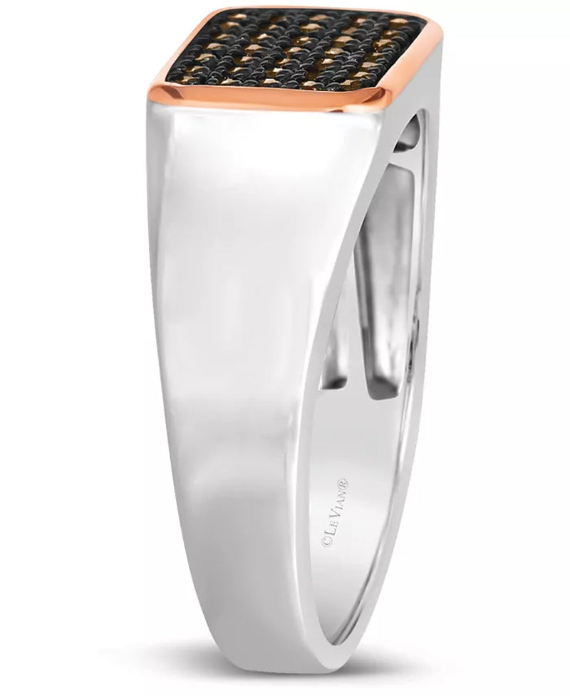 Souverel - Klassieke Herenring met Twee-Tonige Chocolade Diamanten